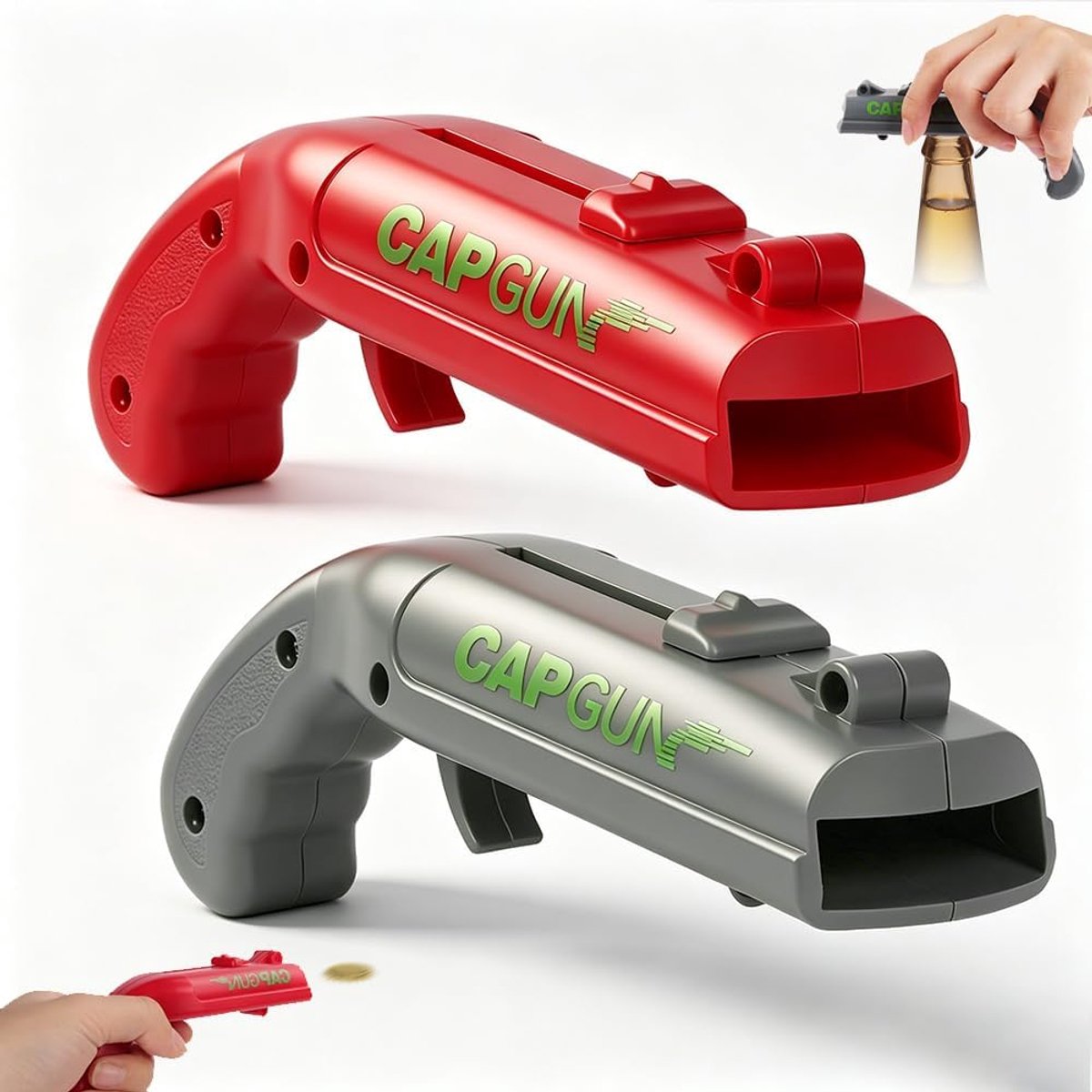 Bierflesopener met doppistool - 2 stuks grappige flesopener - gereedschap voor schietspelletjes - perfect voor feestjes - ShopVlot