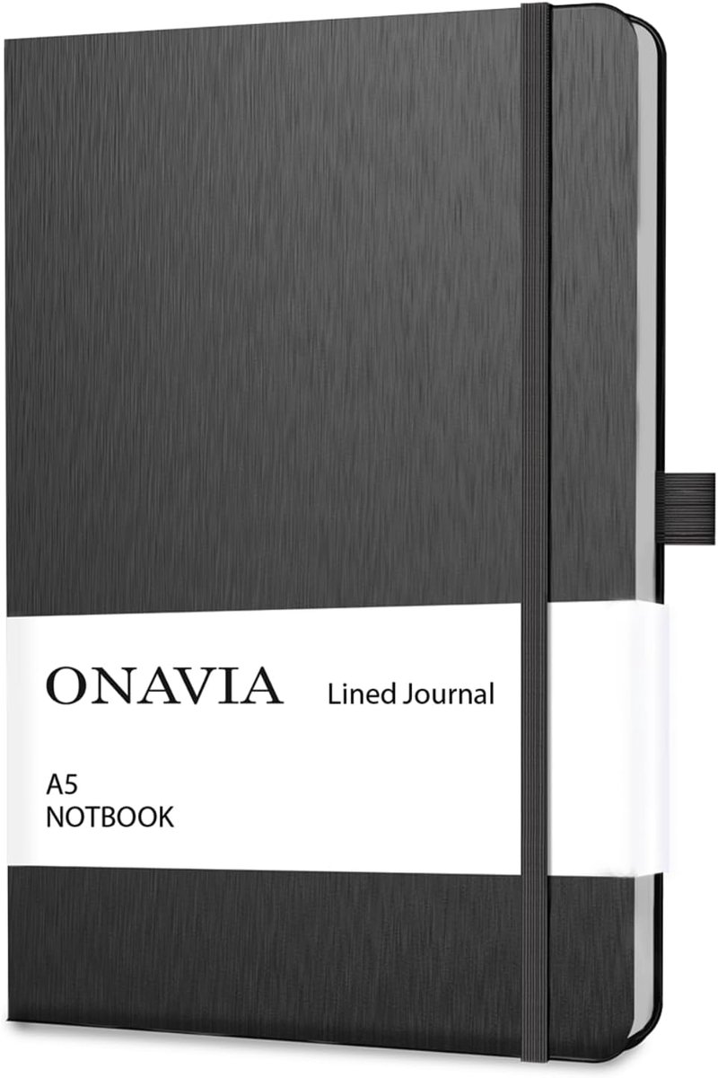 SnelShoppen - Lined Journal Notitieboek A5 - 160 Pagina's - 7mm College-lijnen - Hard Cover - Zwart - Perfect voor School, Werk, Reizen en Notities