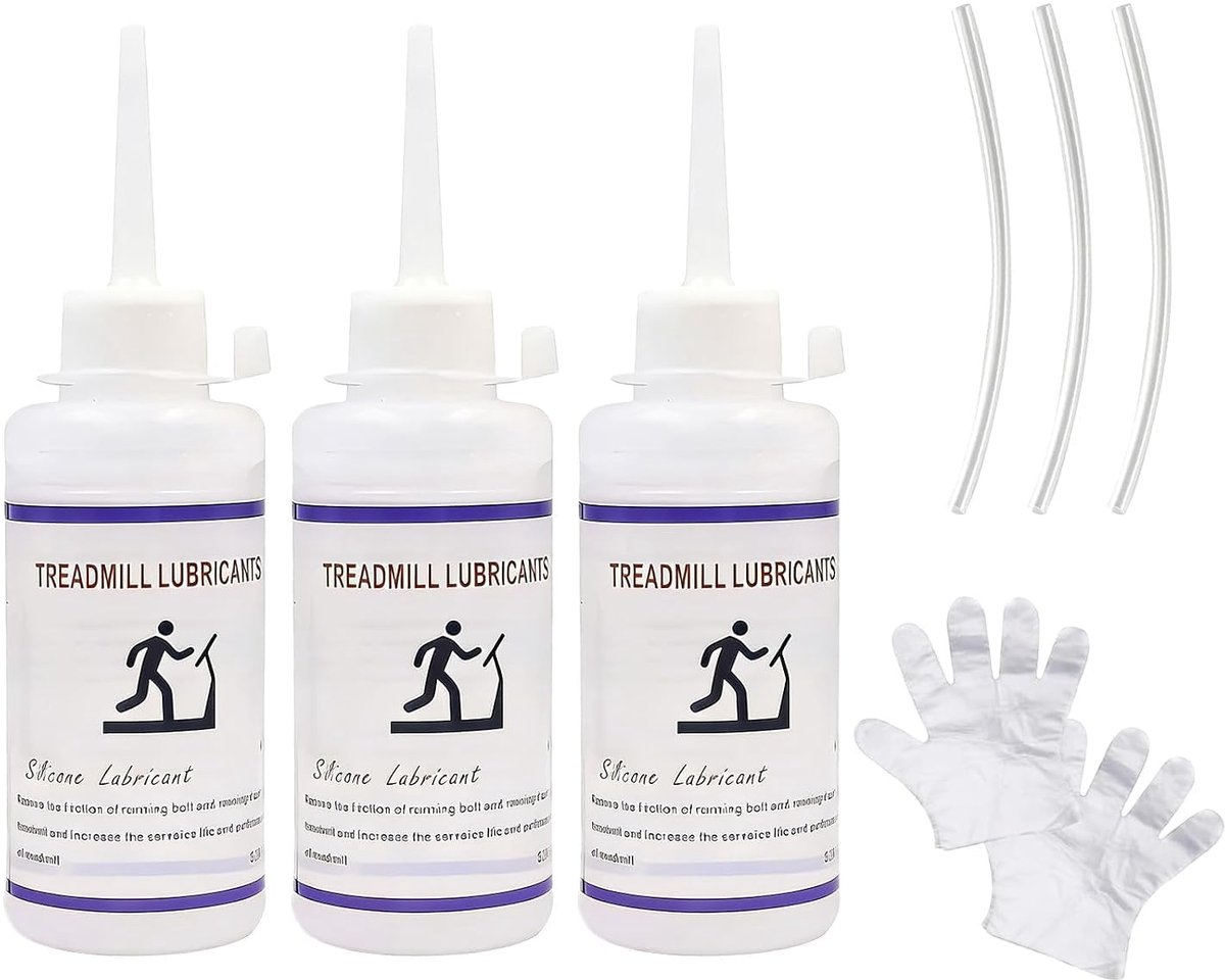 3 x 90 ml loopbandolie, gemakkelijk aan te brengen loopbandolie voor loopbanden en fitnessapparatuur, voor tandwielen, scharnieren en kabels, vormt een duurzame beschermlaag, 3 tubes van 20 cm