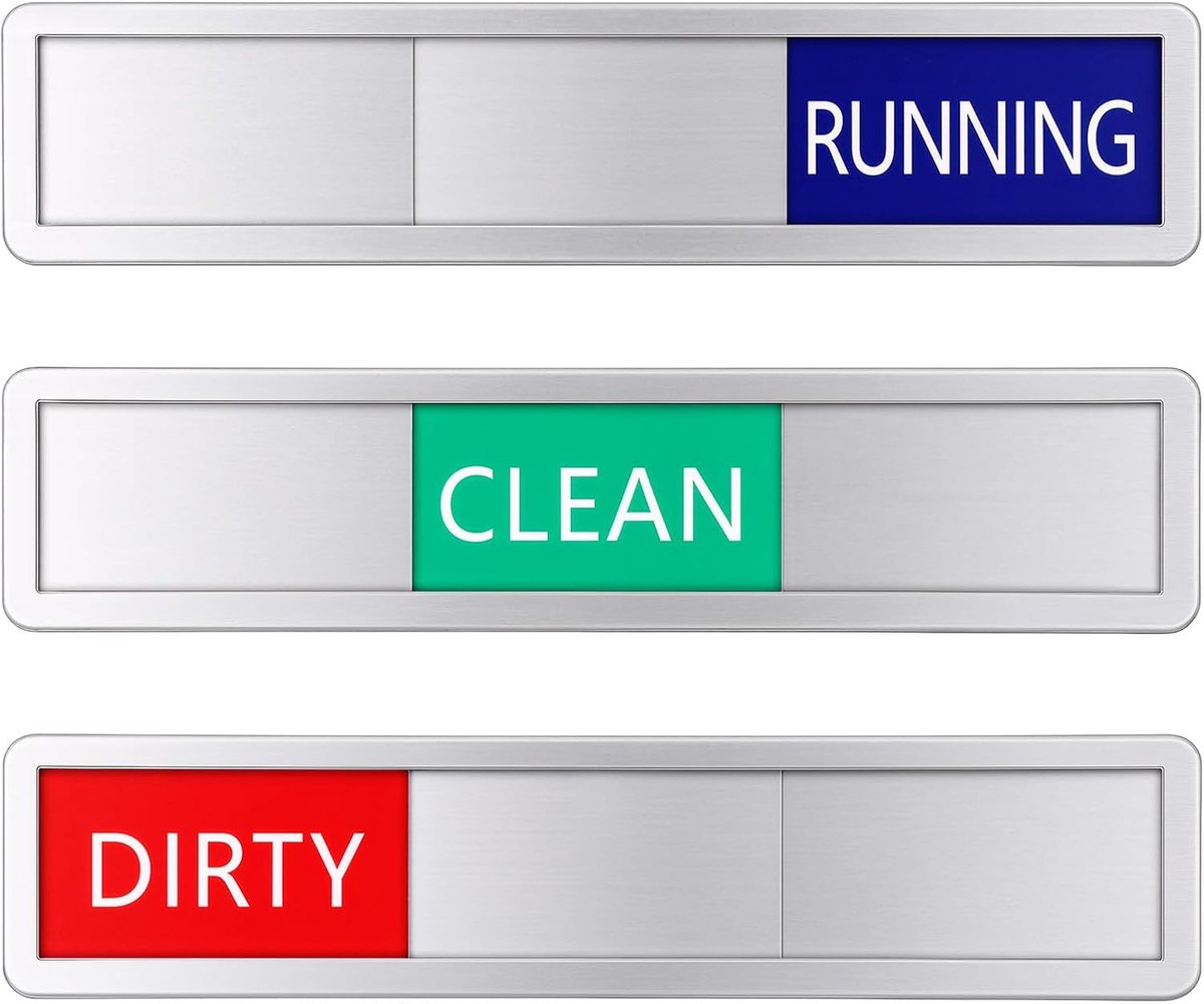 Schuifbord, vaatwasser Clean Dirty Dishwasher Sign, Clean Dirty Runing bord, vaatwasser keukenbord met dubbelzijdige lijm