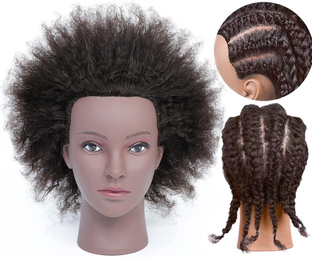 Mannequinhoofd voor afro-haar om kapsels en vlechten te oefenen