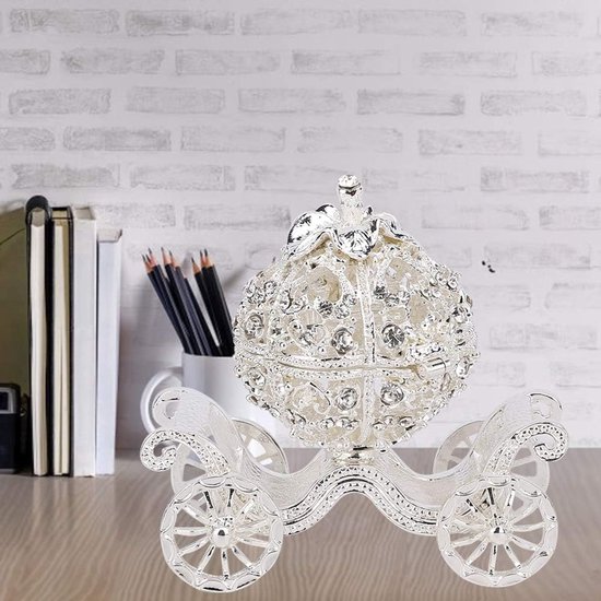Pompoen Vervoer Snuisterijdoosje, Versierd Collectible Beeldje Unieke Gift om de Ring Sieraden Doos op te slaan Metaal Ambachten Gift Tafelblad Decoratie — afbeelding 5