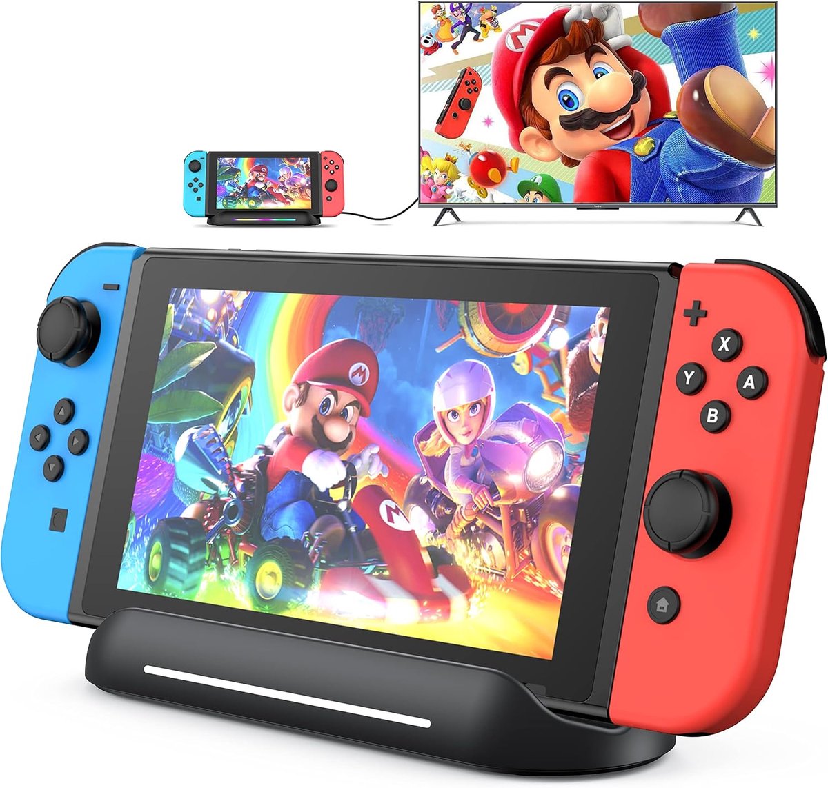 TV Docking Station voor Nintendo Switch/Switch OLED, 4K/1080P HDMI Travel TV Adapter Draagbare oplaadstandaard, met extra USB 3.0/USB 2.0 poorten