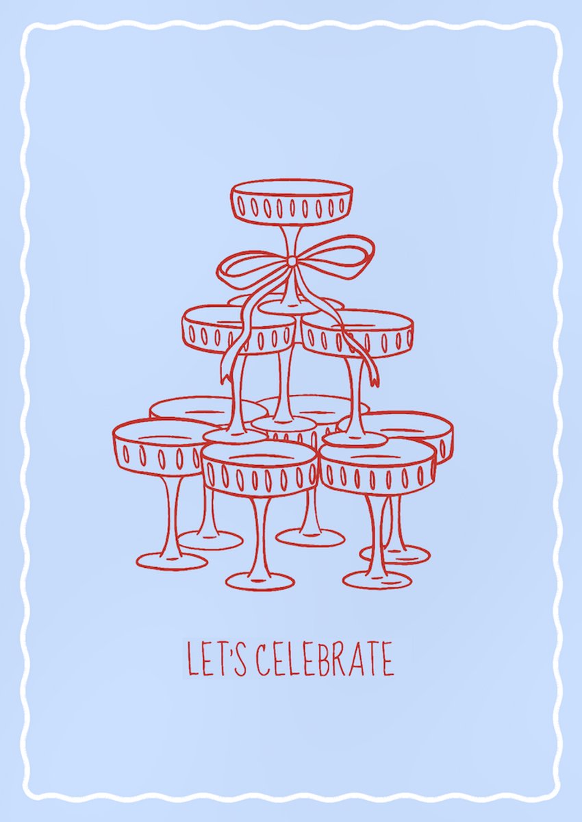 Let’s Celebrate wenskaart met champagneglazen – Feestelijke felicitatiekaart – A6