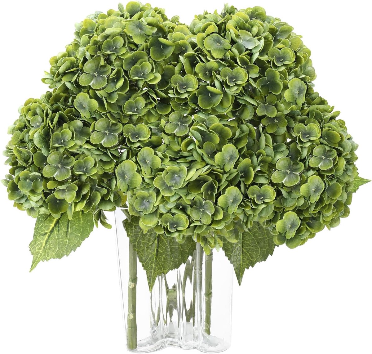 3 stks Kunstmatige Hortensia Bloemen Kardemom Groen Real Touch Hortensia Bloem Boeket Nep Hortensia's voor Bruiloft Feesten Party Office Home Decor