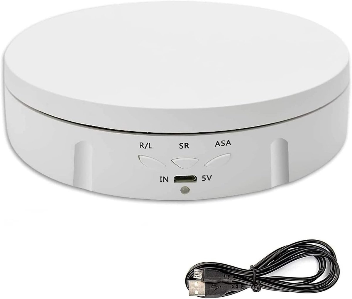 Roterende displaystandaard voor fotografie, 360 graden roterende draaitafel gemotoriseerde roterende standaard displaytafel voor live video, automatisch draaiend platform, 14,6 cm