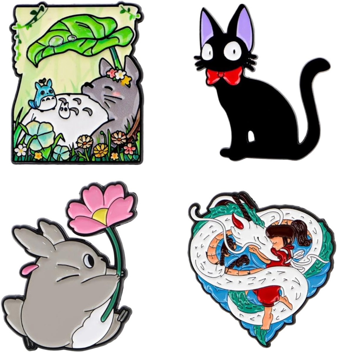 Broche Prinses Mononoke Broche Boom Elfen Pop Druppel Olie Badge Naald Pin Badge Kerstcadeau 4 Stuks