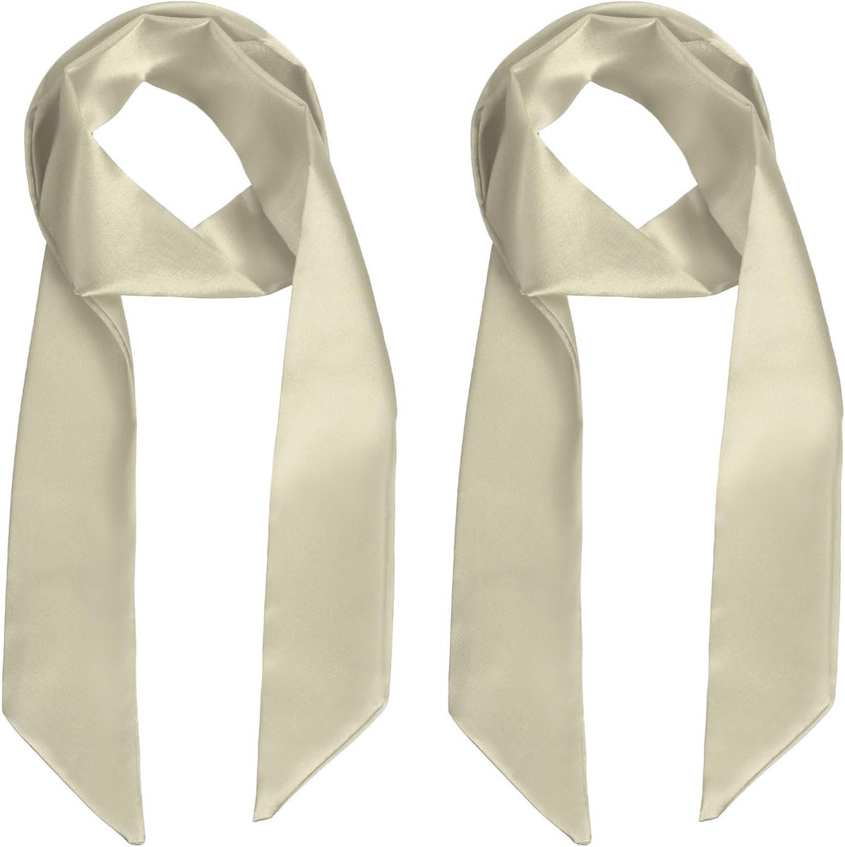 2-pack effen kleur sjaal voor vrouwen, 100cm polyester zachte nek lange sjaal smalle halsdoek voor handtas/haarband/satijnen riem, skinny stropdas sjaals [kaki]
