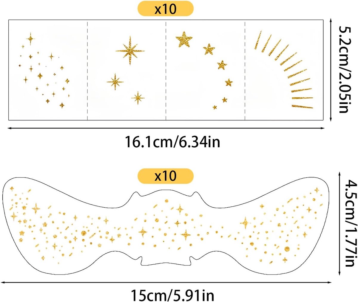 20 Vellen Glitter Sproeten | Gezicht Glitter Vlekken Patches | Fake Freckles Stamp Tijdelijke Tattoos Gezicht Stickers voor Vrouwen Festival Halloween Kerst Carnaval Feesten Make-up(Goud C)