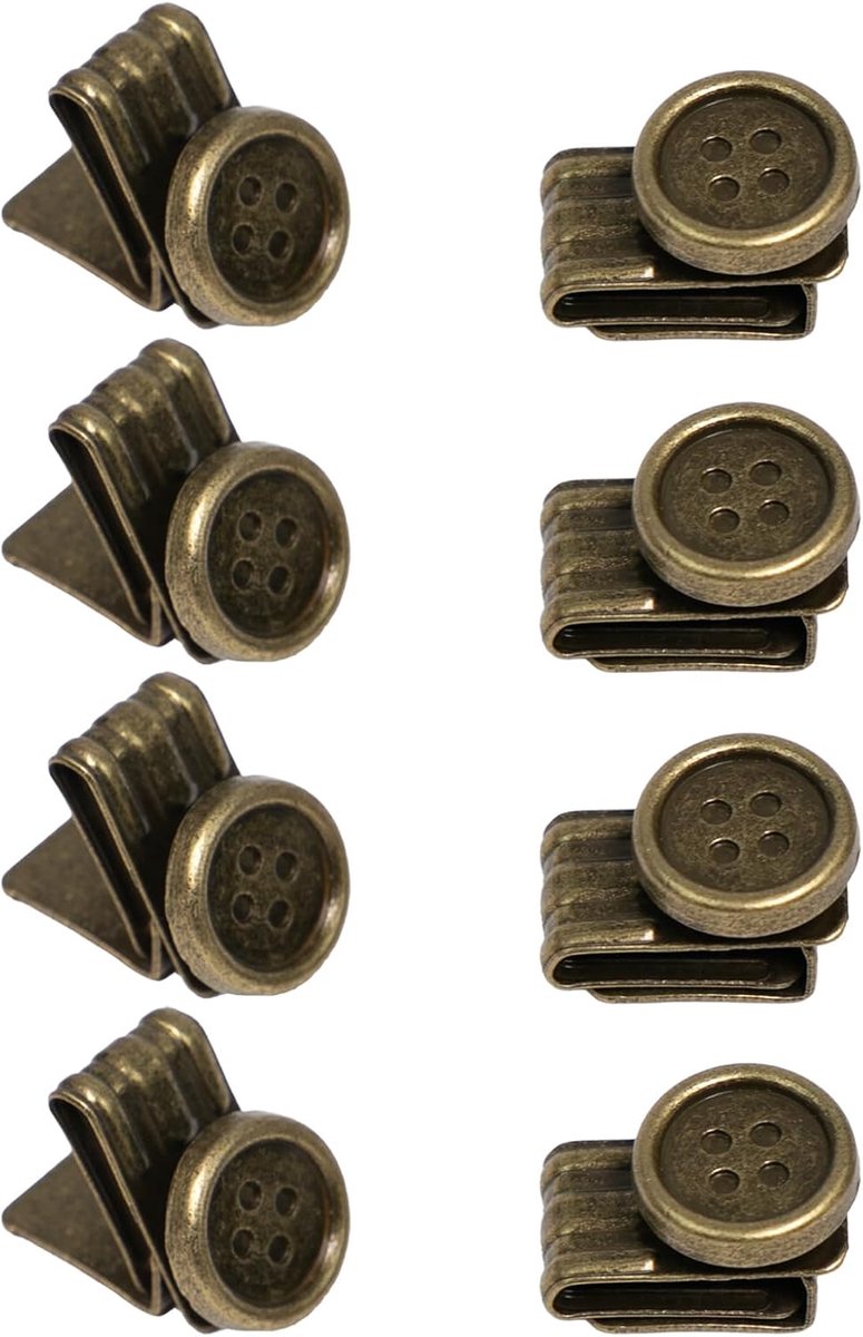 Knopen voor bretels, 8 stuks, clip, van metaal