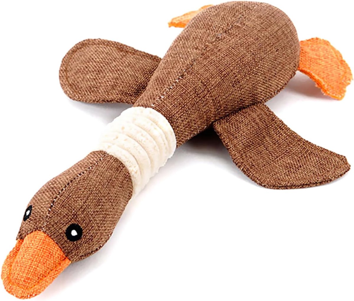Hondenkauwspeelgoed huisdier wilde gans gevulde pluche puppy piepend hondenspeelgoed voor kleine en middelgrote honden (bruin)