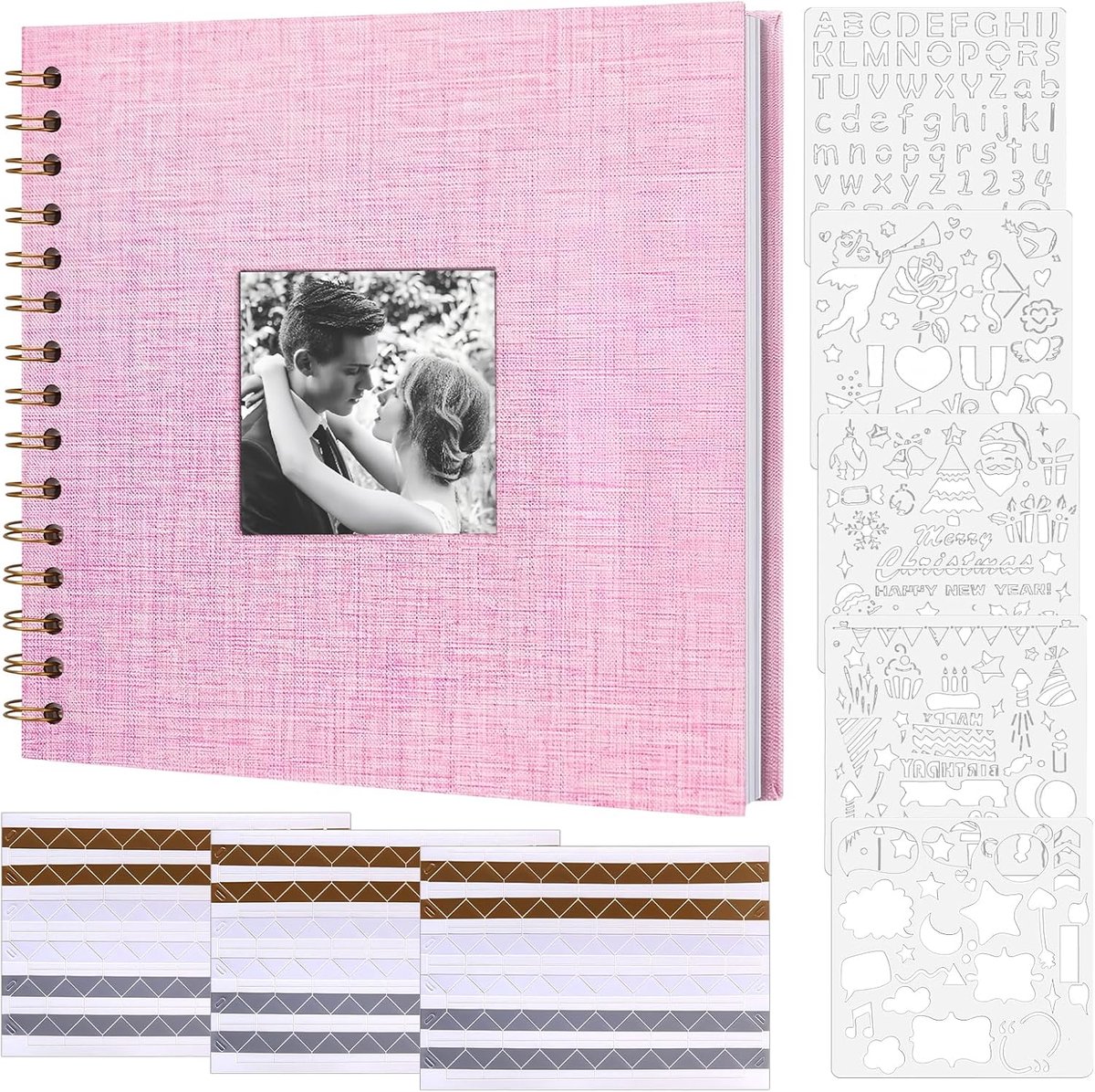 Plakboekalbum 20,5 x 20,5 cm - Zelfklevend met fotovenster - Linnen omslag - Ideaal voor scrapbooking - ShopVlot