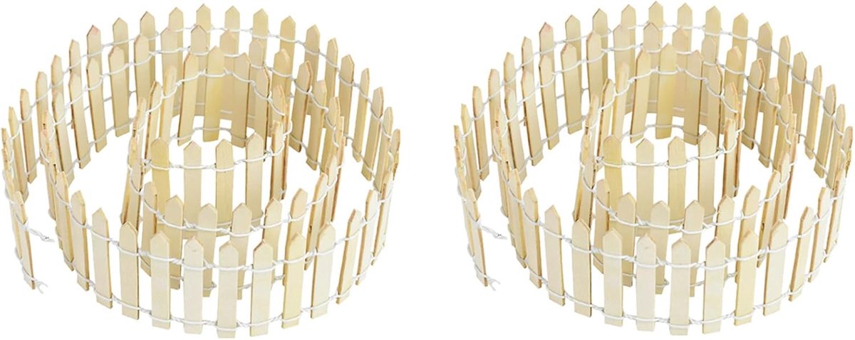 Miniatuur tuinhek 2pcs - Houten kleur - Duurzaam kunststof - Voor decoratieve tuindecoratie - ShopVlot