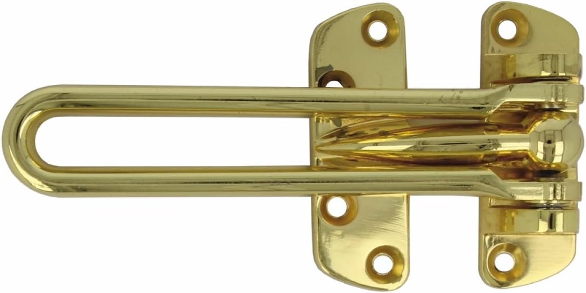 SnelShoppen - Veiligheidsketting voor Deuren Model 2 - 120 mm Lengte - Verzonken Handgreep - Robuuste Sluiting met Zijstang - Gelakt Messingkleurig Za