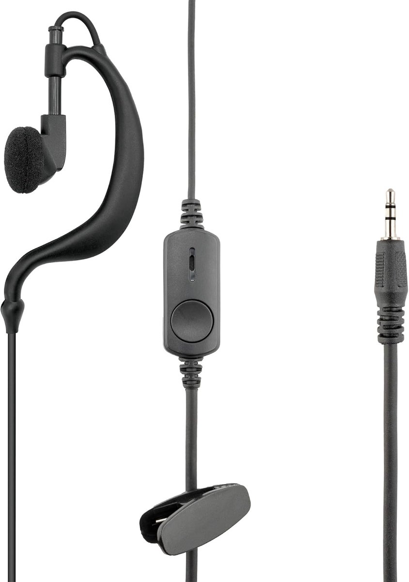 SnelShoppen - TechSide Headset Microfoon 1 Pin 2.5 mm voor Radio Apparatuur - Noise Cancelling, Ergonomische PTT Knop, 125 cm Kabel - Voor Outdoor, Tr