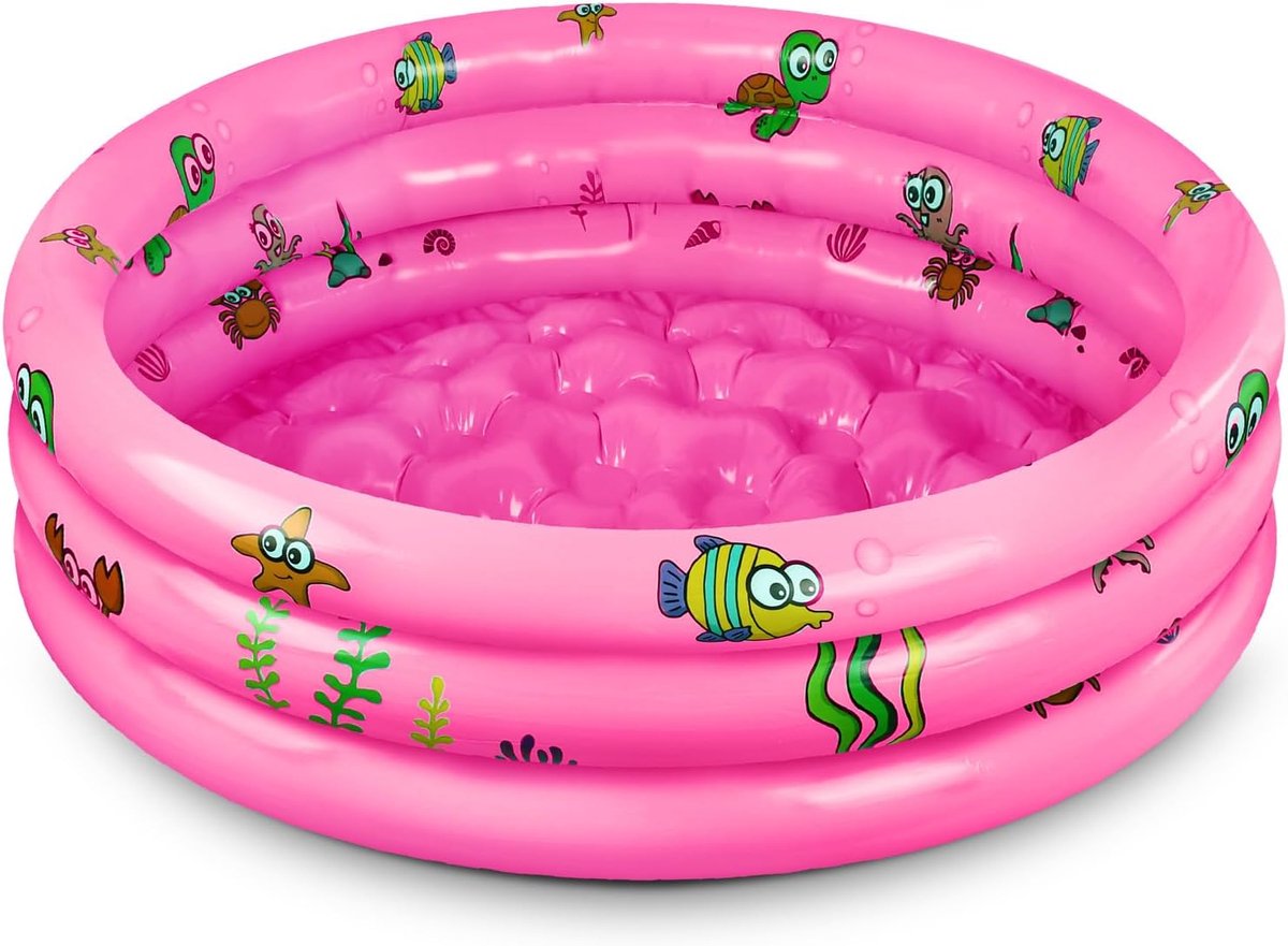 SnelShoppen - Opblaasbare Kinderen Zwembad Rond 100 cm - Kindvriendelijk Paddling Pool - Antislip - Duurzaam PVC - Geschikt voor Tuin, Feest en Zomerp