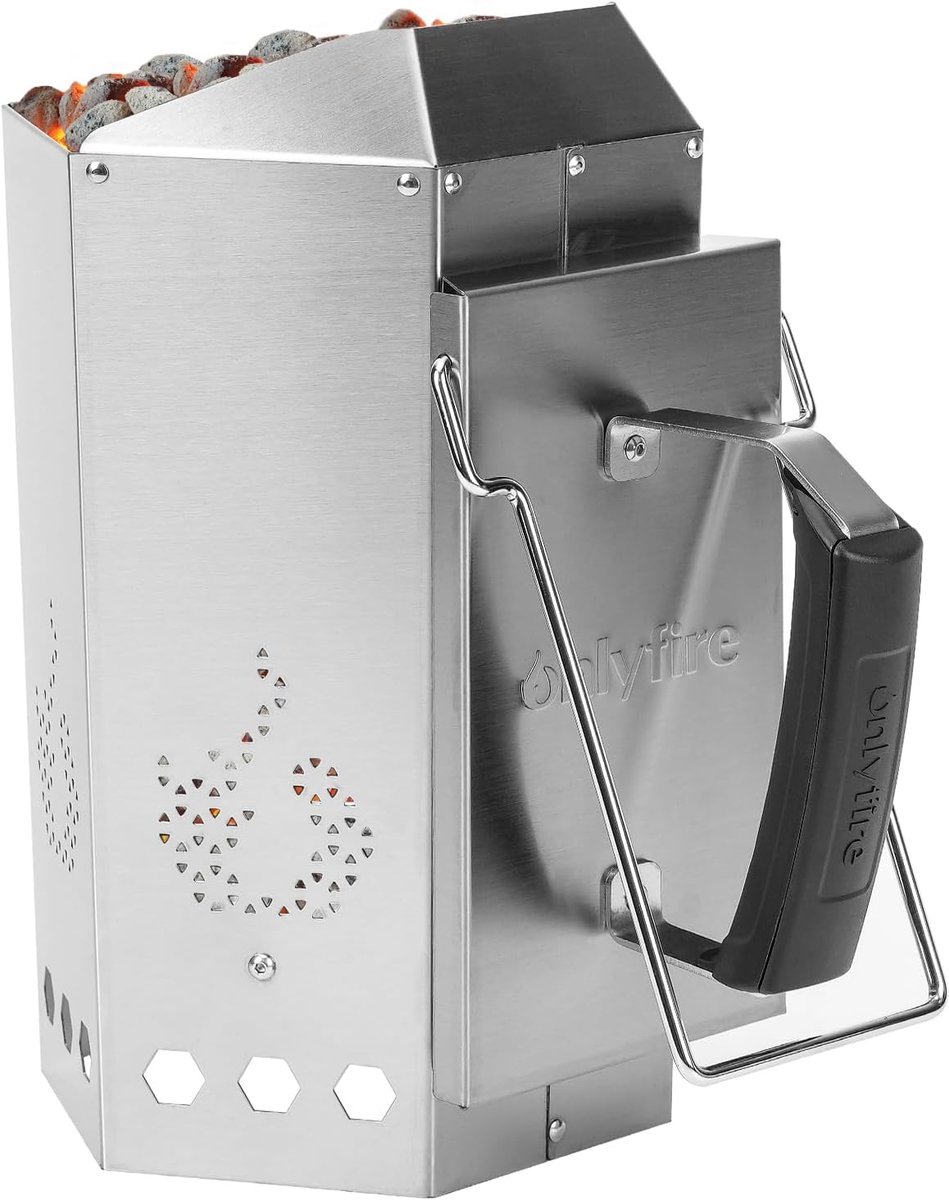 SnelShoppen - Rvs Houtskool Chimney Starter - Barbecue Starter met Hittebestendige Handgrepen, Ventilatieopeningen, Geschikt voor Houtskool en Brikett