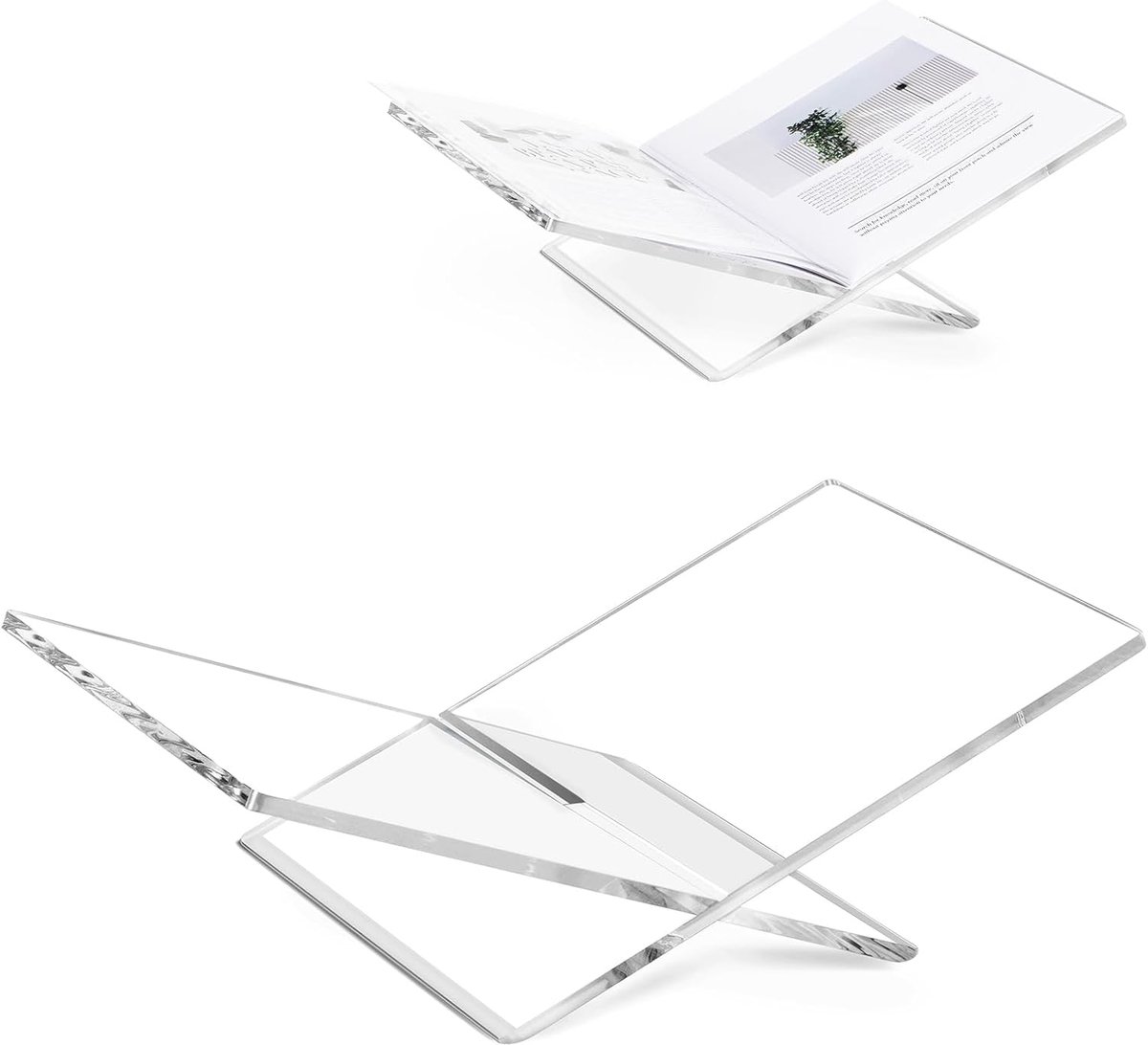 SnelShoppen - Acryl Boekenstandaard 40 x 24 x 11 cm - Open Boekstand voor Koken, Bijbelse Teksten, Tijdschriften - Duidelijke Presentie voor Tafel of
