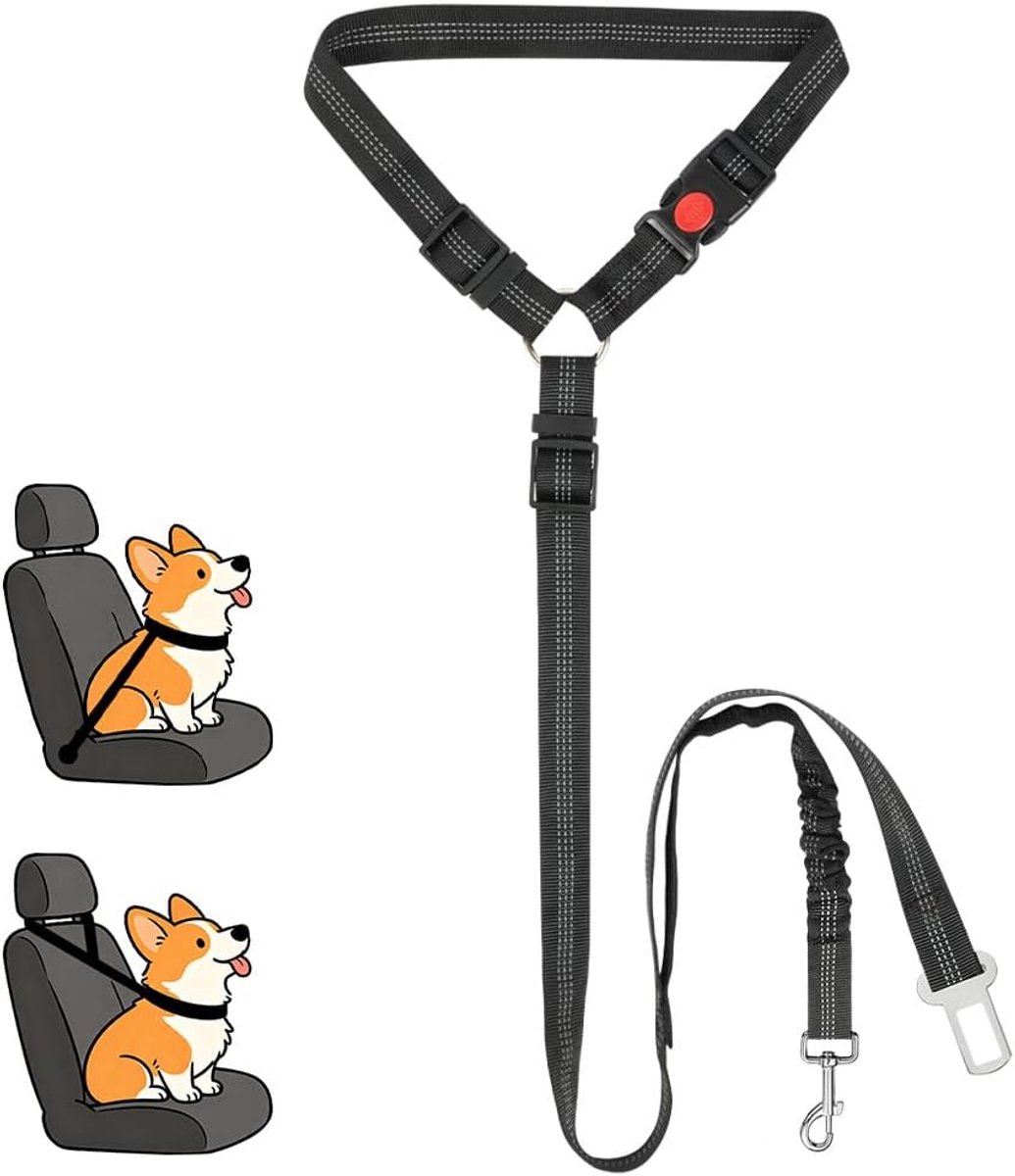 SnelShoppen - Hondenveiligheidsgordel voor Auto's, Verstelbaar Hondenautoharnas met Schokbestendige Elastische Puppybeperking, Veiligheidsriem voor Ho