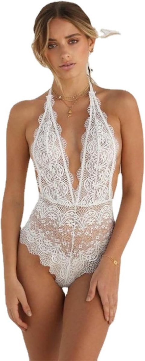 Open kruisSexy diepe V pure halter hals rugloze erotische rombery