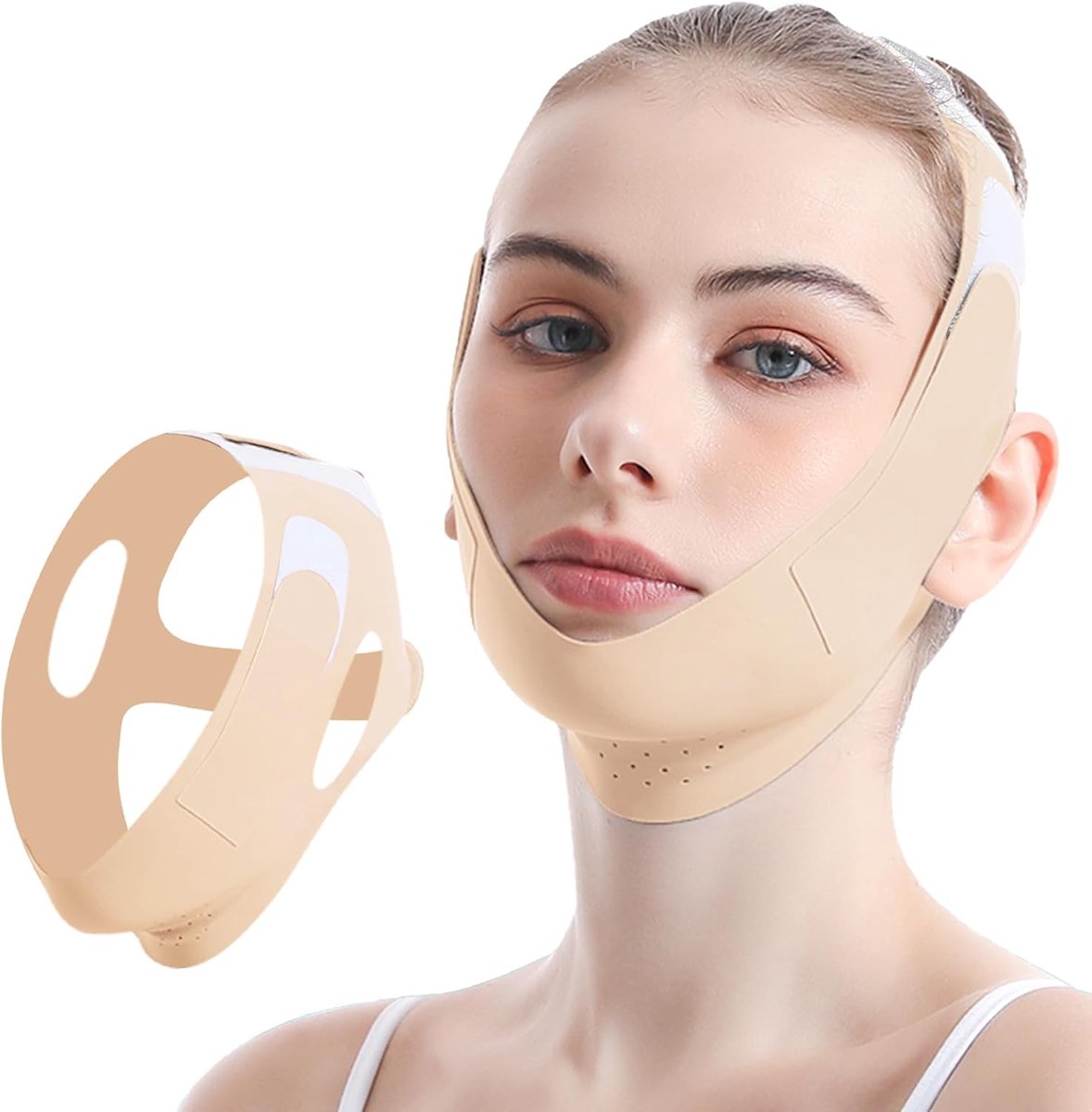 Maskers,herbruikbaar V-Line masker,verbeterd ijskoud liftend masker voor de V-lijn,gezichtsliftend verband voor het verminderen van een dubbele kin en een slappe gezichtshuid, Fu