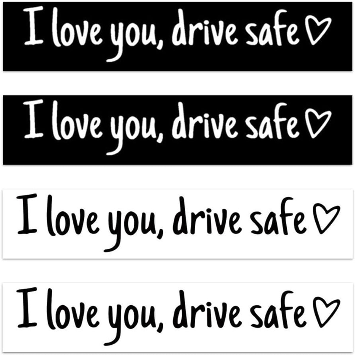 Love You Drive Safe stickerset, 4 stuks autostickers voor buitenspiegels, autoachteruitkijkspiegelstickers, 11 x 2 cm, waterdichte vinylstickers voor achteruitkijkspiegels van auto