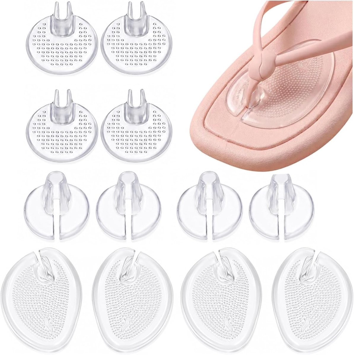 Teenbeschermers van Silicone | 6 Paar Antislip Cushen voor Slippers en Sandalen – Zelfklevend en Transparant