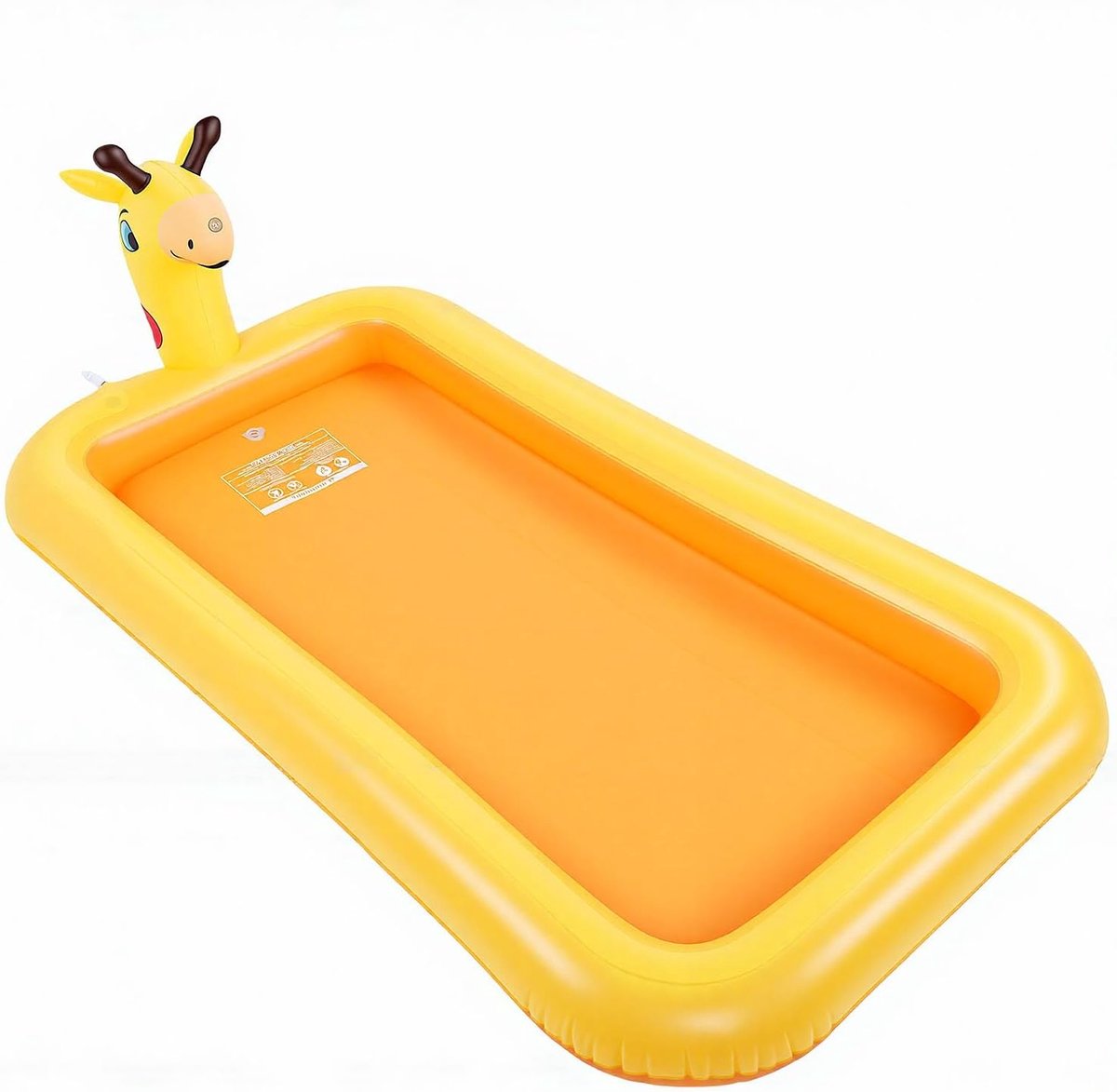 Opblaasbaar Peuterzwembad Geel PVC met Ingebouwde Sproeier voor Veilig Plezier in Buitentuinen (200x110x19cm/78,7x43,3x7,5in)