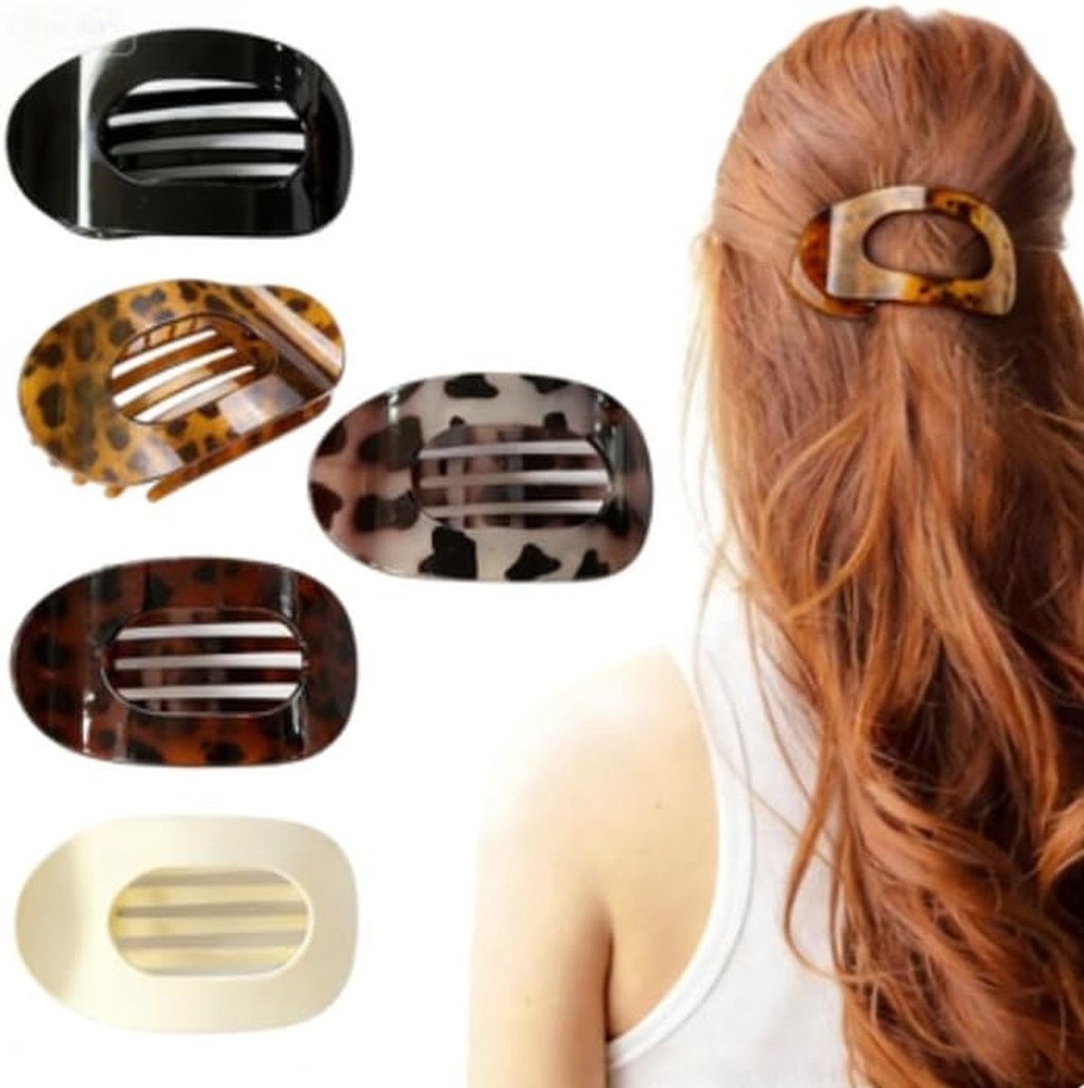 Haarspelden voor dames, anti-ontharing, haarklemmen, platte haarklemmen, glad, luipaardpatroon, voor lang en dik haar