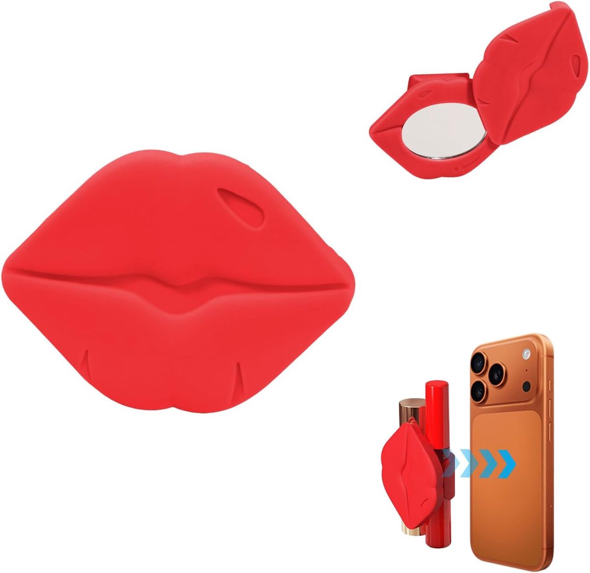 Telefoonhouder van siliconen, zelfklevend, multifunctioneel voor lipgloss en lippenbalsem, compacte standaard voor onderweg