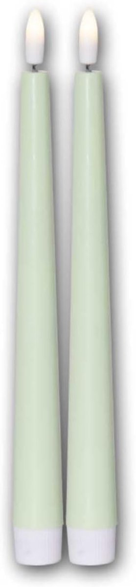 Kaarsen "FLAME CANDY", vlamloze kaarsen, warm licht, flikkerende vlam, timer & batterij, kleur groen, 4 stuks