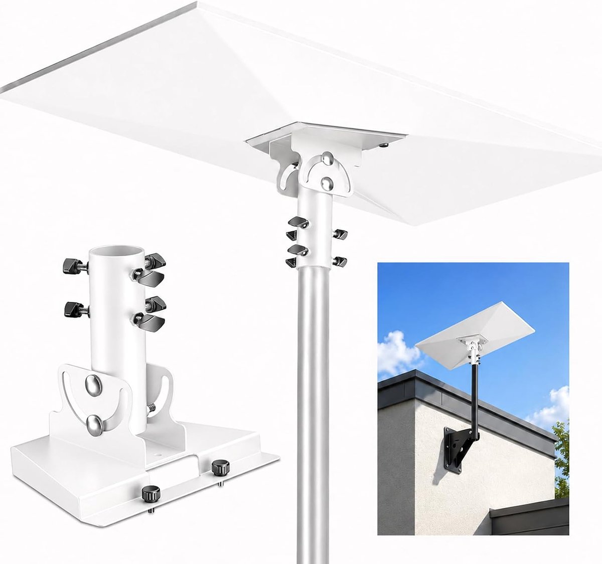 Buisadapter voor Starlink Gen 3 / Standard 4/4X houder - Starlink mastmontage geschikt voor 28-54 mm buizen voor Star Link Standard 4 Dish V3 (wit)