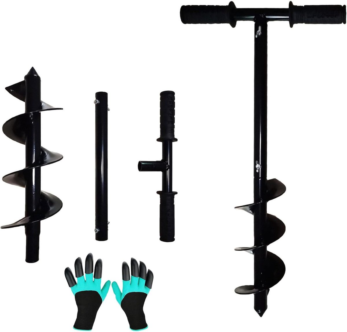 Grondboor voor boormachine, 10 x 60 cm, handboor, tuinboor voor bloembollen, bloemen, zaailingen, hekpaalboor voor bomen, brievenbus, grafgereedschap voor planten