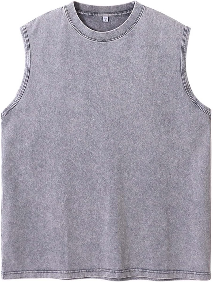 Effen mouwloos T-shirt met blote schouders en versleten effect