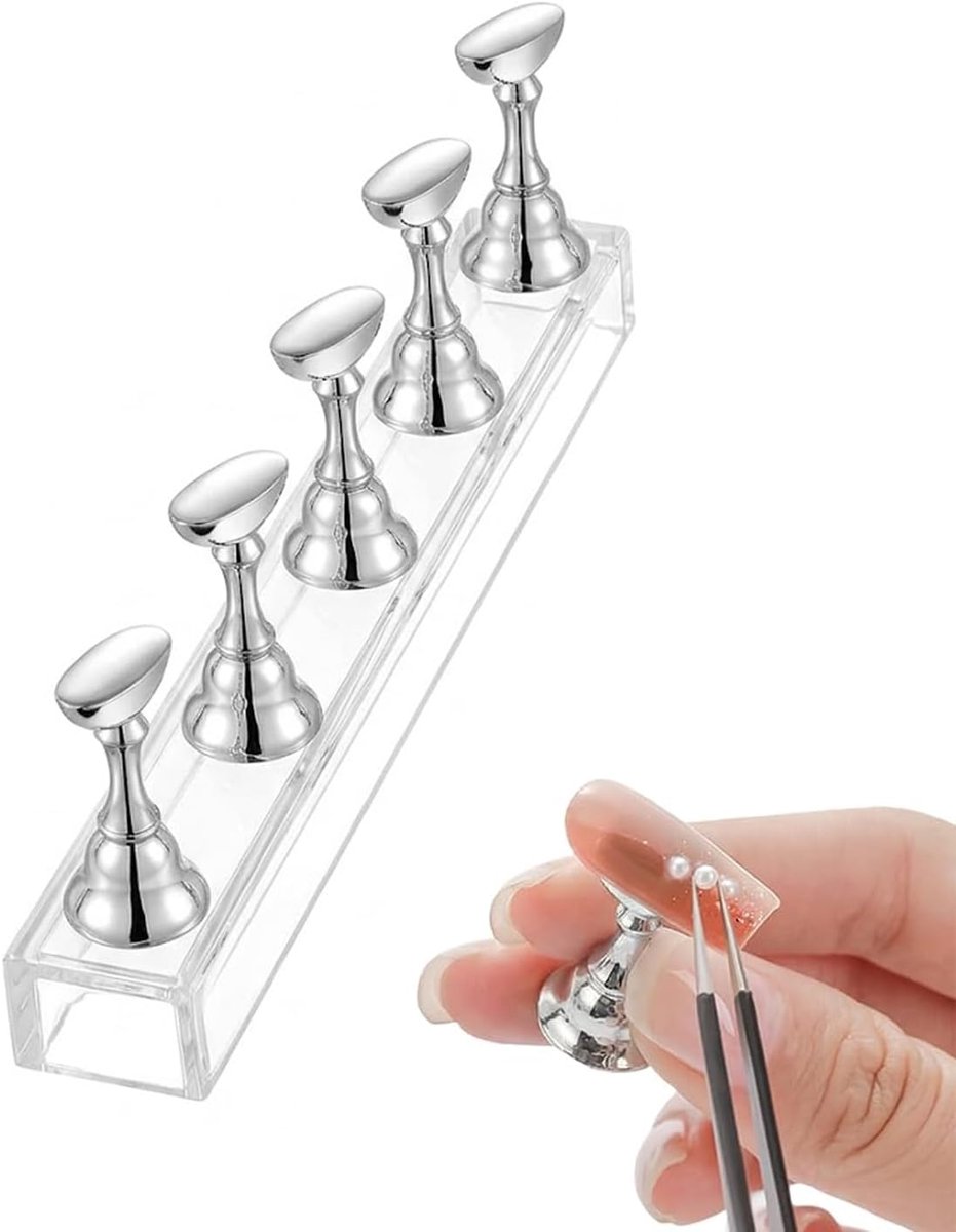 1 set magnetische nageltrainingsset met 5 tiphouders, stabiel en herbruikbaar voor professionele nagelkunst, beginners, precisiedisplay voor manicure