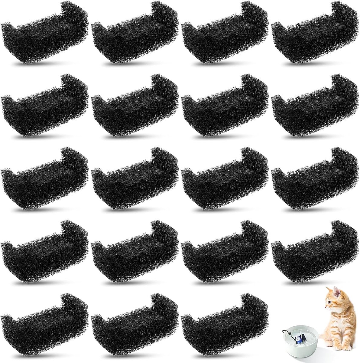 20 stuks sponsfilter, kattenfontein, sponsfilter voor kattenfontein, kattenfontein, sponsfilter, geschikt voor drinkfontein voor honden en katten