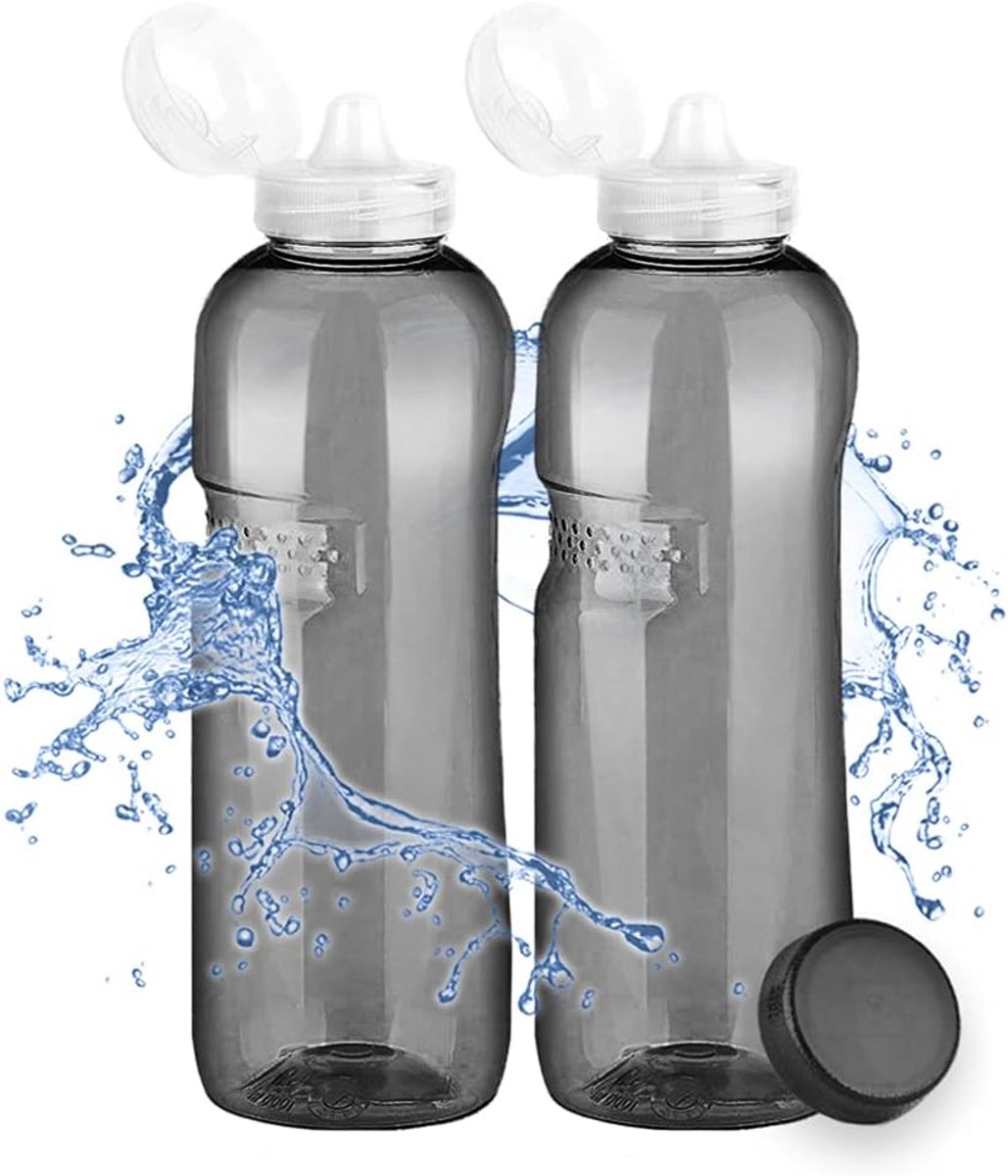 2 x Tritan drinkfles 1,0 l + sportdeksel waterfles zwart sportfles BPA-vrij fles 1000 ml