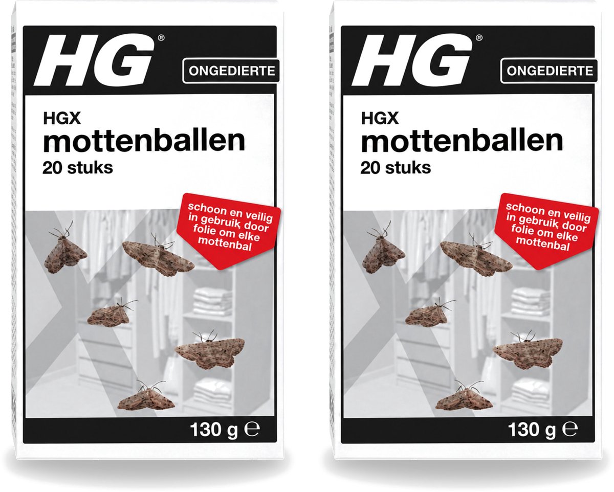 2 x HG X - Ongedierte - Mottenballen - Schoon & Veilig - 20 Mottenballen - Bulkverpakking - 2 stuks