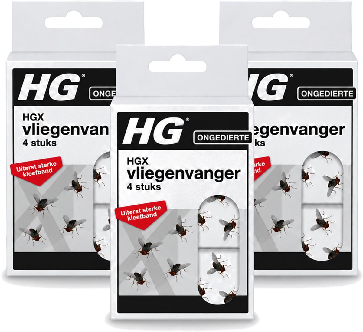 3 x HG X - Vliegenvanger - Uiterst Sterke Kleefband - 4 Vliegenvangers - Bulkverpakking - 3 stuks