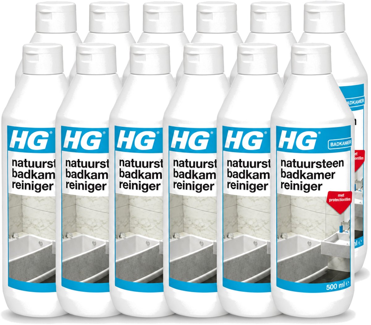12 x HG - Natuursteen Badkamerreiniger - Beschermt & Reinigt - 500 ml - Voordeelverpakking - 12 stuks