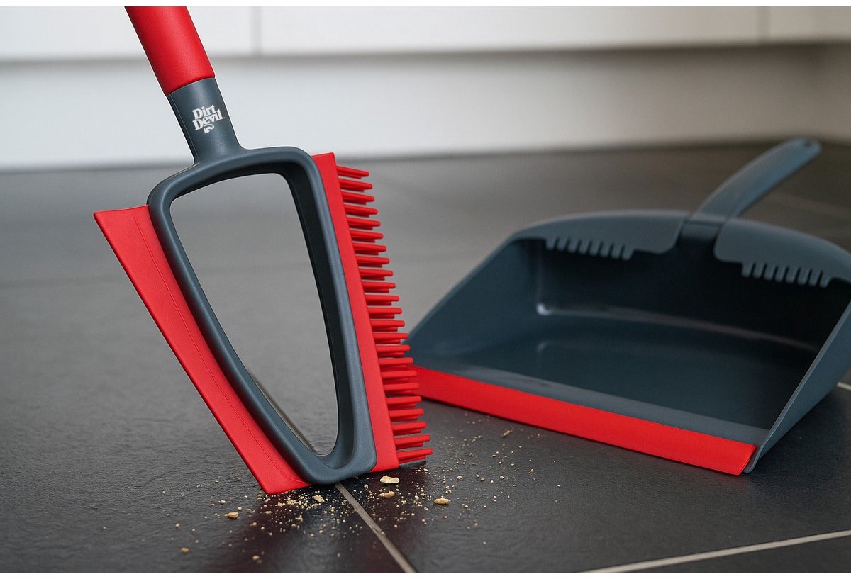 Dirt Devil Stoffer en Blik - Ergonomisch Handvat voor Comfortabel Gebruik - Compact Formaat voor Elke Ruimte - Geschikt voor Snel en Efficiënt Schoonmaken - 32,5x22,8x5cm - Grijs/Rood