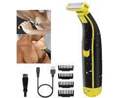 Elektrisch scheerapparaat Geschikt voor mannen, 3-in-1 baardtrimmer, Geschikt voor nat en droog gebruik, USB-oplaadbaar, Geschikt voor gezicht, hoofd en lichaam, inclusief 4 opzetstukken.