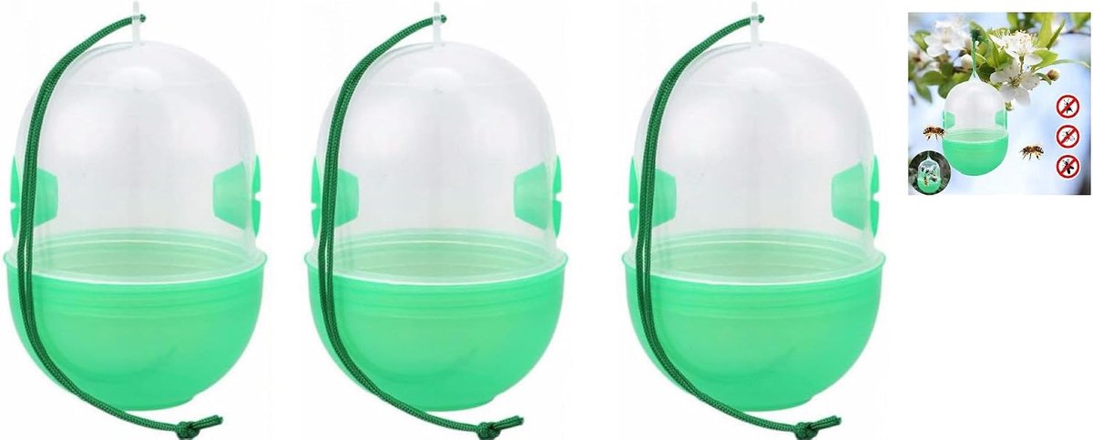 3-delige set, wespenafweer zonder chemicaliën, 360 graden werking, muggenval, vliegenval, wespenval om op te hangen