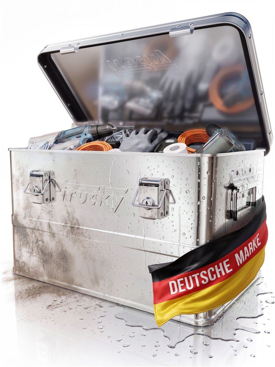 Aluminium doos met deksel – Zilveren aluminium kist – Selectie van transport-, metalen en opbergdozen – Afsluitbare metalen kist – Trucky