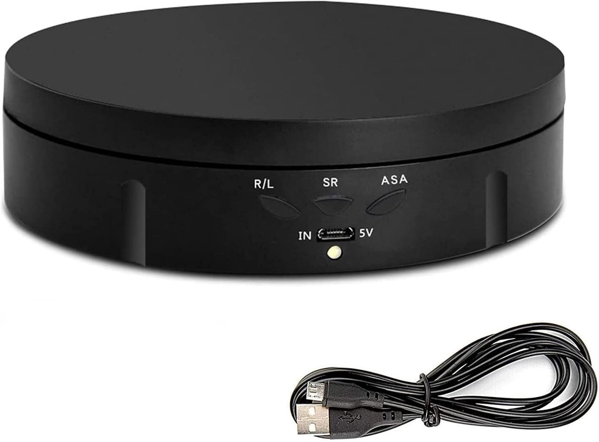 Roterende displaystandaard voor fotografie, 360 graden roterende draaitafel gemotoriseerde roterende standaard displaytafel voor live video automatisch draaiend platform, 14,6 cm