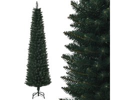 HOMCOM Kunstkerstboom 180 cm, Slanke Kerstboom met 380 Takpunten, Opvouwbare Metalen Standaard, Eenvoudig te monteren en op te bergen, voor Thuis of Kantoor, Groen