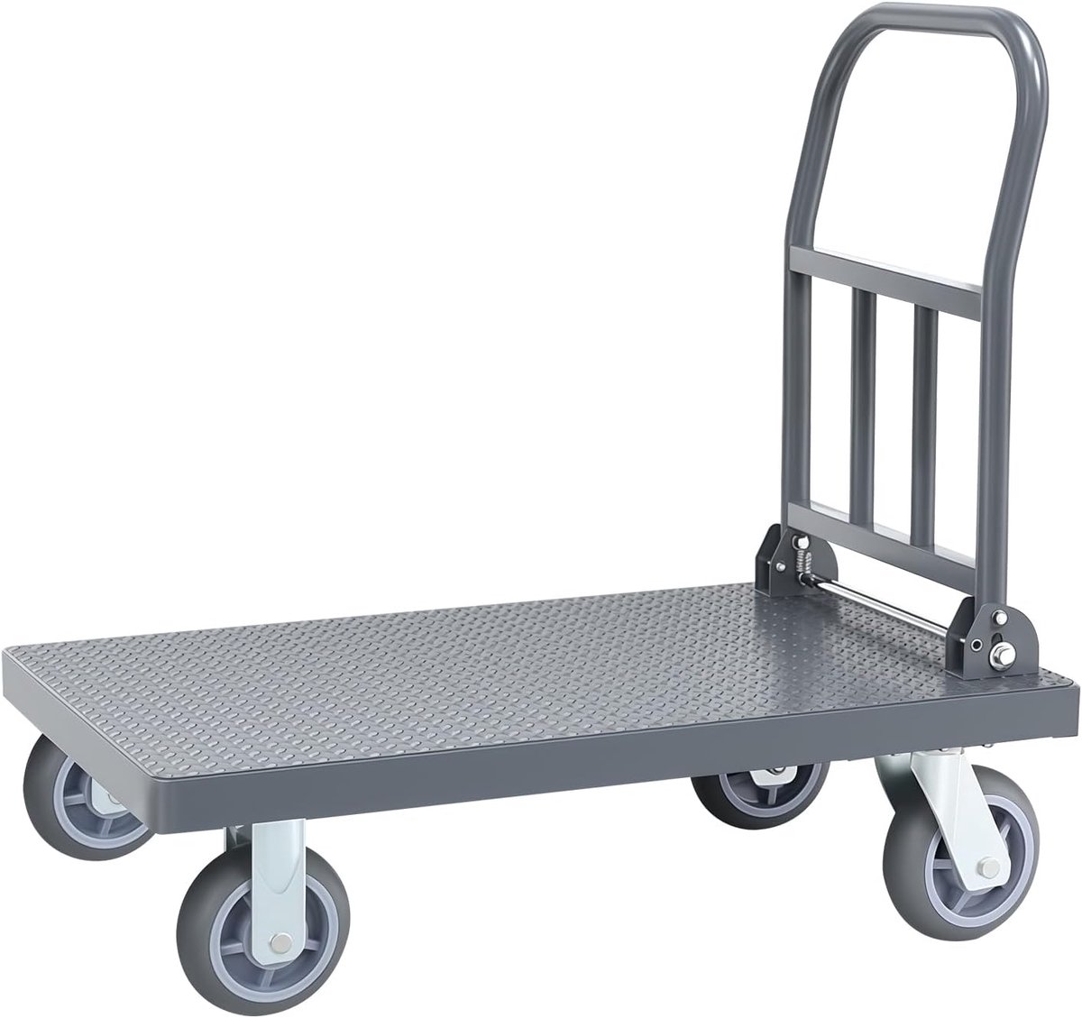 Platformwagen 500 kg Zware Vrachtwagen Transportwagen Steekwagen Antislipcoating Magazijnwagen, Massief Rubberen Banden Plateauwagen Opvouwbare Transport Industrial Trolley (90 x 60 cm)