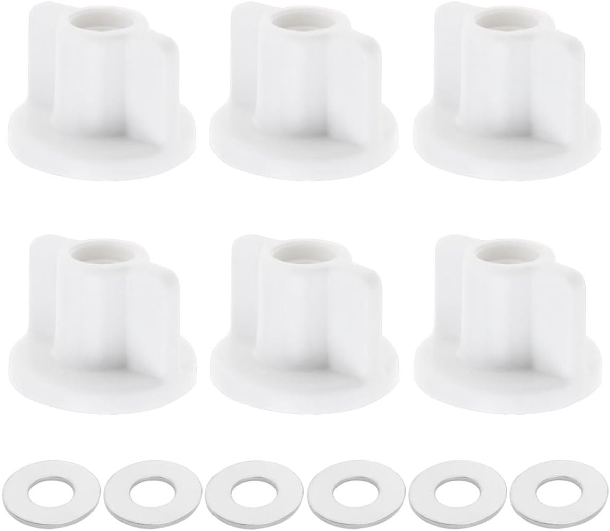 6 stuks Toiletzitting Achter Moer en Ring Kit M6 Schroefdraad Toiletzitting Onderkant Bevestiging Vervangende Onderdelen voor Boven Gemonteerde Toiletzitting Scharnieren Moer Maat 17.5x25mm