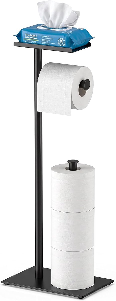 Toiletpapierhouder met legplank bovenaan