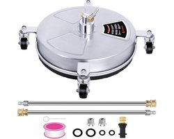 Hogedrukreiniger Oppervlaktereiniger 38 cm (15 inch) Compatibel met Karcher K2 tot K7, 4000 PSI, Roterende Reiniger met 4 Wielen, 1/4"-Snelkoppeling, 2 Verlengbuizen voor Opritten en Terrassen